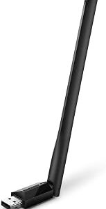TP-Link AC600 USB WiFi Adapter for PC (Archer T2U Plus)- Wireless Network Adapter for Desktop with 2.4GHz, 5GHz High Gain Dual Band 5dBi Antenna, Supports Win11/10/8.1/8/7/XP, Mac OS 10.9-10.14, Black