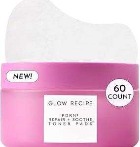 Glow Recipe PDRN+ Repair + Soothe Toner Pads - Fragrance-Free Face Toner Pads for Sensitive Skin - Barrier Repair, Redness Reducing + Calming Hydration with Centella - Korean Skin Care (60 Face Pads)