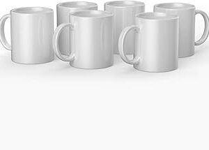 Cricut Beveled Blank, Ceramic-Coated, Dishwasher & Microwave Safe Mug to Decorate, Mug Press & Infusible Ink Compatible,12 Oz Sublimation, Ideal for Crafts and Printing, 6 Count, White