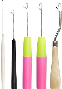 5PCS Latch Hook, Different Sizes Small Crochet Hooks Needle for Hair