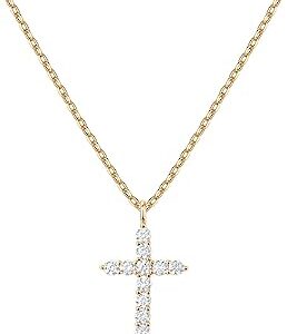 PAVOI 14K Gold Plated Cubic Zirconia Cross Necklace for Women | Cross Faith Pendant Necklaces