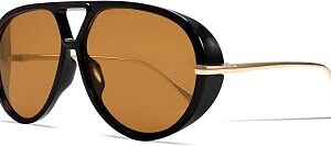 GUVIVI Retro Gold Aviator Sunglasses for Women Men, 2026 Metal Oversized 70s Aviators Black Sun Glasses