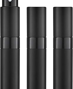 LISAPACK 8ML Atomizer Perfume Spray Bottle for Travel (3 PCS) Empty Cologne Dispenser, Portable Sprayer Travel Essentials for Men and Women (Black)