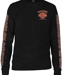 Harley-Davidson Men's Eagle Piston Long Sleeve Crew Shirt, Black 30299947