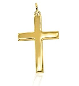 forme di Lucchetta - High Polished 14k Gold Italian Christian Catholic Cross Pendant Charm for Necklaces, Suitable for Daily Wear