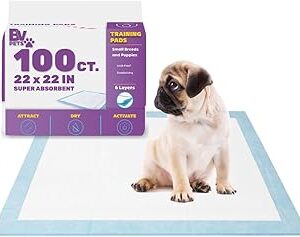 BV Puppy Pads Leak-Proof 100 Count 22x 22 - Absorbent Pee Pads for Dogs with 6-Layer Design, Rapid Dry Sheet & Built-in Attractant - Dog Pad with Odor Control, Perfect for Puppies & Senior Dogs