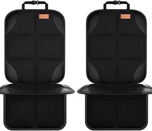 SMART ELF Car Seat Protector, 2Pack Seat Protector Protect Child Seats with Thickest Padding and Non-Slip Backing Mesh Pockets for Baby and Pet,Sedan SUV Truck (Black)