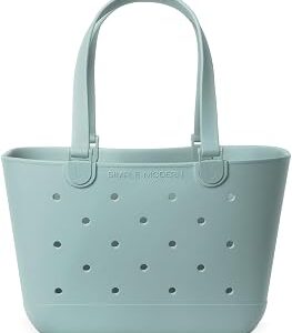 Simple Modern Large Beach Bag | Waterproof Getaway Rubber Tote with Zipper Pocket for Travel, Pool, Boat, Groceries, Sports | Sea Glass Sage