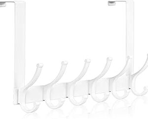 Optish Over The Door Hooks, Door Hanger Hooks for Hanging, Over The Doors Towel Racks for Bathroom, Coat Rack Dorm Essentials (1Pack, White, Fit 1-3/4 Doors)