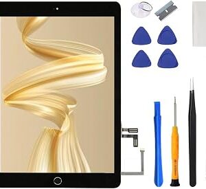for iPad 5 5th Gen Screen Replacement A1822 A1823 2017 Digitizer 9.7 Inch, for iPad 5th Generation Touch Glass with Home Button, Repair Tool Kit (Black)