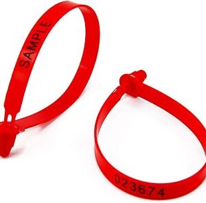 Leadseals(R) 500 PCS Red Tite-Lock Plastic Tractor Truck Door Seal Tamper Evident Security Tags Numbered Safty Disposable Locks for Trailer Logistics Shipping Transport