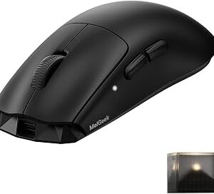 MelGeek Horus Lightweight Mouse, Wireless Gaming Mouse, 49g, 8K Polling, 30K DPI Sensor, 215 Hr Battery, 2.4G/USB-C, with Light Receiver, Fit for Medium and Large Hands - Black