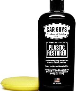 CAR GUYS Plastic Restorer | Bring Plastic, Rubber, and Vinyl Back to Life! | User Friendly Trim Restorer | Safe Auto Detailing Supplies | 8 Oz Kit with Foam Applicator