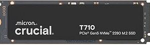 Crucial T710 PCIe Gen5 NVMe 2TB SSD, Up to 14,900 MB/s, Laptop & Desktop Compatible (PC), for Creatives and Hardcore Gamers, Solid State Drive, Includes 1Mo Adobe CC – CT2000T710SSD8-01
