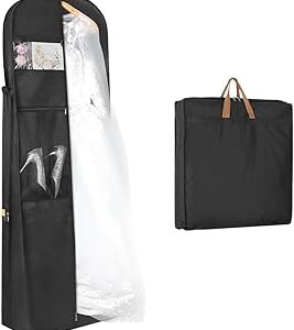 Zilink 72 Wedding Dress Garment Bag Dress Bags for Gowns Bridal Dress Travel Bag with 12”Gusseted and Accessory Pockets for Wedding Dress, Puffy Gowns [Upgraded Version]