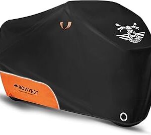 Motorcycle Cover Waterproof Outdoor Storage with Lock-Holes, Zipper Storage Bag & Night Reflective Design, All Season Protection Powersports Vehicle Covers Fits up to 96.5 Motorcycles