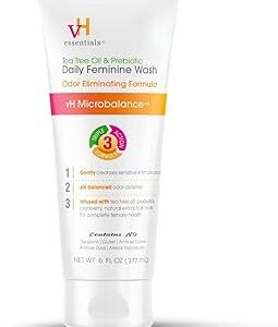 vH essentials, Ph Balanced Daily Feminine Wash, Tea Tree Oil & Prebiotic, 6, Fl Oz, (Pack Of 1) 54306 Clear