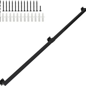 6FT Black Industrial Handrail, Heavy Duty Galvanized Steel Railing Kit for Indoor and Outdoor Stairs and Steps, with Mounting Hardware