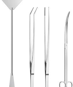 4Pcs Aquascaping Tools, Jeimier Aquascape Kit, Long and Strong Aquarium Tweezers, Scissors, Algae Scraper, Aquarium Plant Tools, Fish Tank Plant Trimming Kit