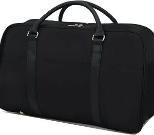 Travel Duffle Bag for Women & Men - Weekender Overnight Bag, Large Carry-On Gym Bag, Sports Duffel, Hospital Bag, Yoga Tote,Work Bag & Trolley Sleeve (Black)