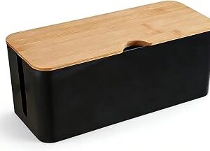 Vehamljyn Cable Management Box Wire Organizer for Home Desk Power Strip Hiding (Black)