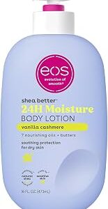 eos Shea Better Body Lotion Vanilla Cashmere, 24-Hour Moisture Skin Care, Lightweight & Non-Greasy, Natural Shea, Vegan, Vanilla Body Lotion, 16 fl oz