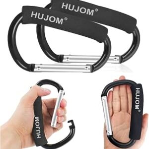 Stroller Hooks 2 Pcs Large Carabiner Clips for Hanging Diaper Bags, Purse Grocery, and Shopping Bags. Heavy Duty Universal Climbing Clips Best Mommy Accessories for Outdoor, Camping and Hiking.