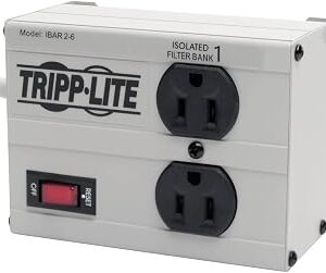 Tripp Lite ISOBAR2-6 Isobar 2 Outlet Heavy Duty Power Strip Surge Protector, 1410 Joules, 6ft Cord, Flat Plug, Metal Power Strip, Industrial Garage Work Shop Bench, Under Desk and Wall Mountable