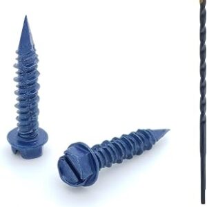 BCP Fasteners 1/4 x 1-1/4 Concrete Screws - 100-Pack with Drill Bit for Easy Installation, Hex Head Diamond Tip Concrete Anchors, Rust Resistance, Versatile for Brick & Block (BCP498)