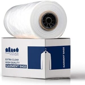 Plasticplace 0.65 Mil Garment Dry Cleaners Plastic Pants Bag, 21” x 7” x 30”, Clear, 577 Count