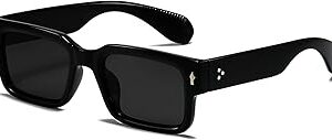 EYLRIM Square Frame Sunglasses for Women Men Trendy Chunky Rectangle Sun Glasses Black Shades UV400 Protection