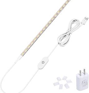 UPWATT Sewing Machine LED Light Strip with Touch Dimmer, USB Powered 6500K Cold White Adhesive Sewing Light