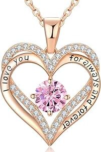Love Heart Necklace Birthday Gifts for Women Wife Girlfriend Mom Daughter Gifts S925 Sterling Silver Jewelry For Anniversary Rose Gold Gifts For Christmas Mothers Valentines Day