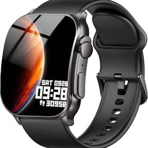 Smart Watch, 2.01 AMOLED Curved Display Fitness Tracker with Answer/Make Calls, Fitness Watch with Fitness and Sleep Trackers, Heart Rate Monitor, Always-On Display, Water Resistant, for Android iOS