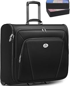 MATEIN Rolling Garment Bag with 2 Packing Cubes, Large Check-in Travel Garment Bags with 17.3 Inch Laptop Compartment, Wrinkle Free Wheeled Business Softside Suitcase Luggage for Men and Women, Black