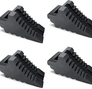 HOXWELL Solid Heavy Duty Rubber Wheel Chocks 4 Packs for Cars, RVs, Trucks, Trailers, ATV, and Vehicles, G.V.W. up to 8T, Anti Slip Bottom Tire Chock 8.6 x 3.7 x 4.7