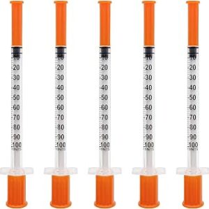 U-100 1cc Syringes with Needle 31G 5/16 inch (8mm),Individual Pack of 36