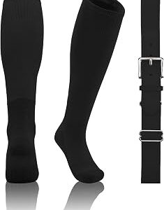QBK 2T/3T/4T/5T Toddler Baseball Socks And Belt Youth Softball Tee Ball Combo Set for Boy Girl (1 Pairs of Socks & 1 Belt)