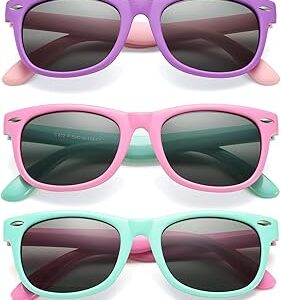 COASION Kids Polarized Sunglasses TPEE Rubber Flexible Shades for Girls Boys Age 3-9