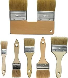 6 pcs Stain Trim chip Oil Paint Brushes Set Bulk Craft Bristle Glue House U Shaped Double Headed Clear Coat Painting Supplies Tools Indoor use Paintbrush for Wall Wood Home Improvement