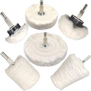 6 pcs Buffing Wheel for Drill,Buffing Pad Polishing Wheel Kits,Wheel Shaped Polishing Tool for Metal Aluminum,Stainless Steel,Chrome,Jewelry,Wood,Plastic,Ceramic,Glass,etc