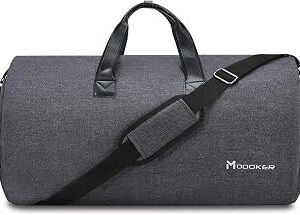 Modoker Convertible Garment Bag with Shoulder Strap, Carry on Garment Duffel Bag for Men Women - 2 in 1 Hanging Suitcase Suit Travel Bags, Black