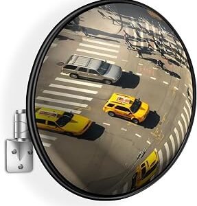 Convex Traffic Mirror - 24'' Outdoor and Indoor Driveway & Security Parabolic Safety Mirrors, Acrylic Convex Mirror for Garage, Retail Stores, Warehouses, Office and High-Traffic Areas