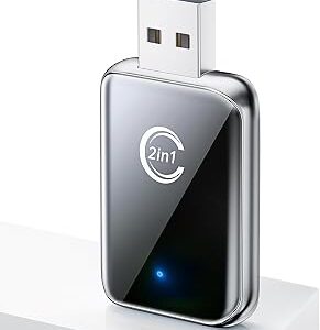 Wireless Carplay Adapter for iPhone, Convert Wired Car Play to Wireless, 2 in 1 Plug and Play Mini CarPlay and Android Auto Adapter for iOS 10 Android 11 and Above, Cars with Built-in Carplay (Silver)
