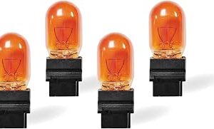 4 Pack WT21W Amber Bulbs 12V 21W Orange Single Filament Automotive Replacement for Turn Signal Indicator Blinker Lights
