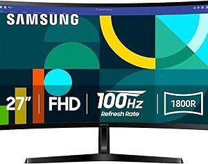 Samsung 27 Essential S3 (S36GD) Series FHD 1800R Curved Computer Monitor, 100Hz, Game Mode, Advanced Eye Comfort, HDMI and D-sub Ports, LS27D366GANXZA, 2024