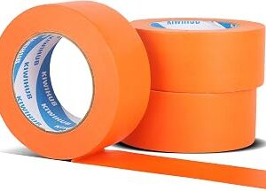 Orange Painters Tape,2 inch x 60 Yards x 3 Rolls (180 Yards Total) - Orange Masking Tape for Painting, Automotive Paint, DIY Crafting, No Residue