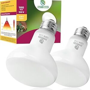Reptile Heat Lamp Bulbs, Simulate Natural Sunlight Heat Light Bulb, 2 Pack 100W Amphibian Terrarium Basking Spot Lamp for Reptile, Bearded Dragon, Lizard, Turtle, Snake