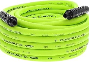 Flexzilla Air Hose, 3/8 in. x 50 ft., 1/4 in. MNPT Fittings, Heavy Duty, Lightweight, Hybrid, ZillaGreen - HFZ3850YW2