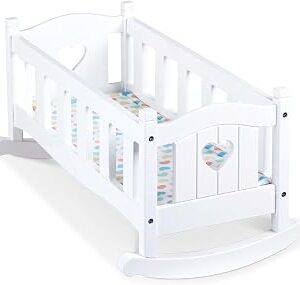 Melissa & Doug Wooden Play Cradle for Dolls - Baby Doll Crib and Baby Doll Bed with Mattress, Doll Accessories for Pretend Play and Stuffed Animals, Ages 3+